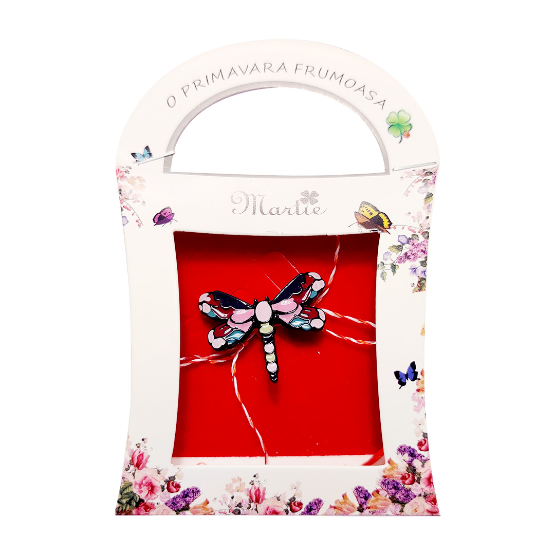 Martisor brosa Libelula colorata si decorata cu pietre sau email - imagine 12