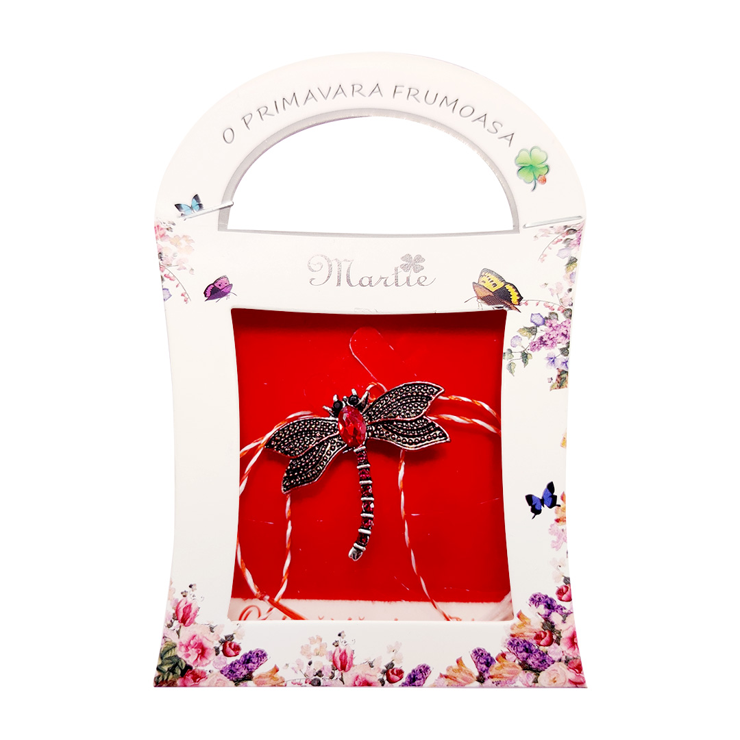 Martisor brosa Libelula colorata si decorata cu pietre sau email - imagine 10
