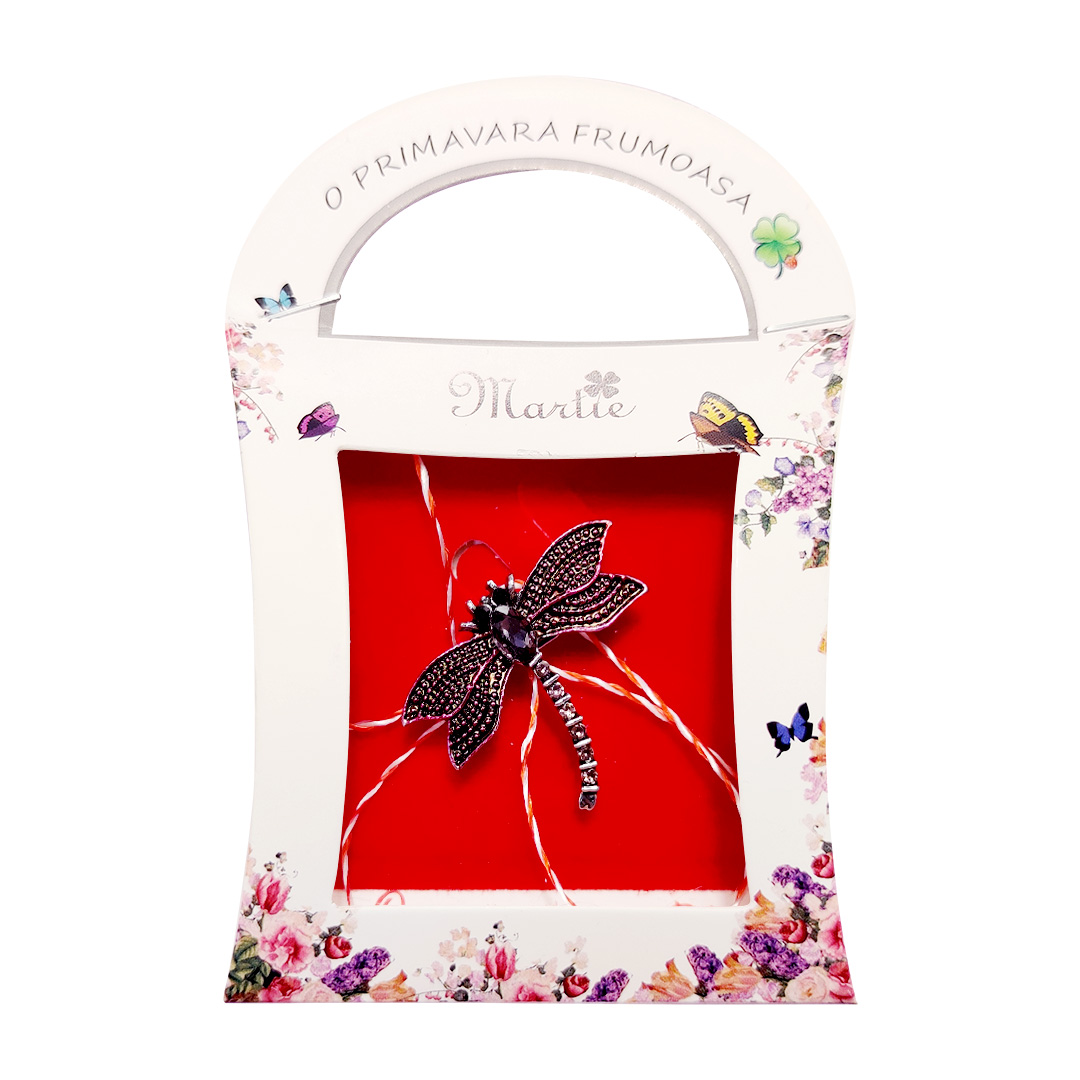 Martisor brosa Libelula colorata si decorata cu pietre sau email - imagine 8