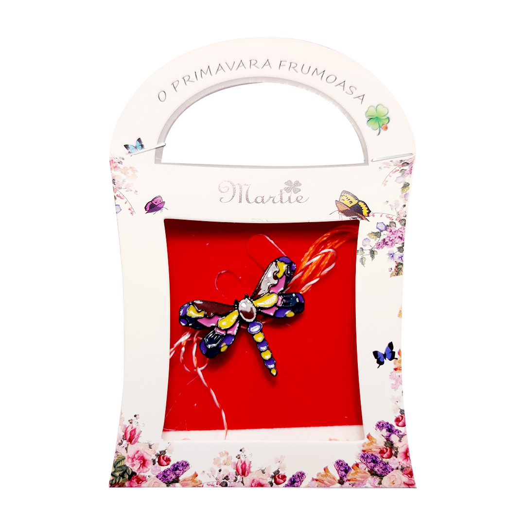 Martisor brosa Libelula colorata si decorata cu pietre sau email - imagine 6