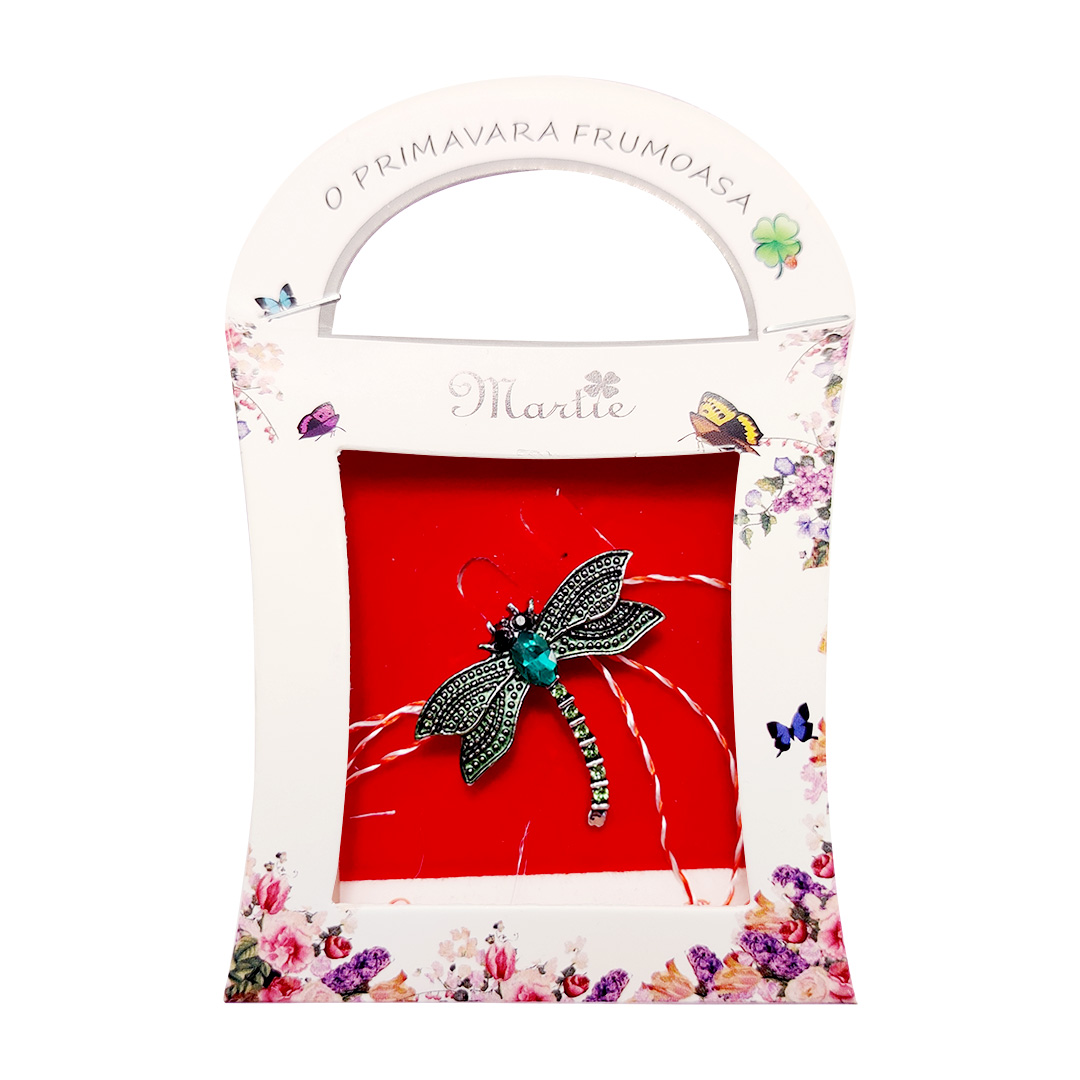 Martisor brosa Libelula colorata si decorata cu pietre sau email - imagine 4