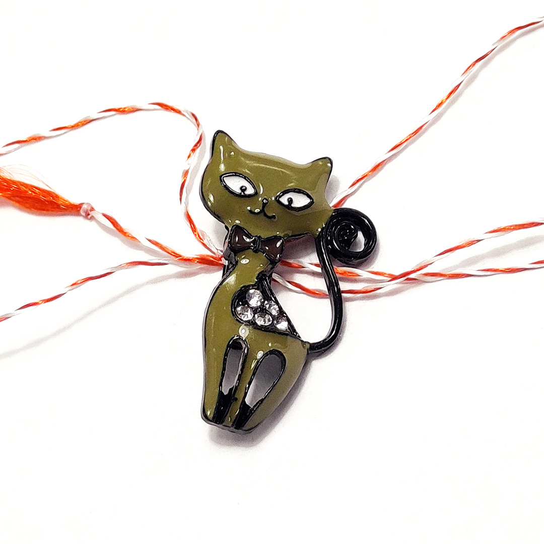 Martisor pisicuta, decorata cu pietre sau ochelari cu ac de brosa - Image 4