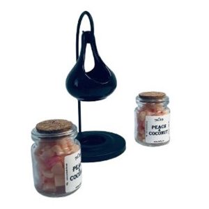 Arzător ceară parfumată pentru wax melts, difuzor arome aromaterapie cu lumânare tealight, suport ceramic tip leagăn, negru