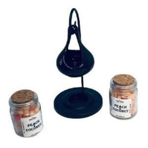 Arzător ceară parfumată pentru wax melts, difuzor arome aromaterapie cu lumânare tealight, suport ceramic tip leagăn, negru