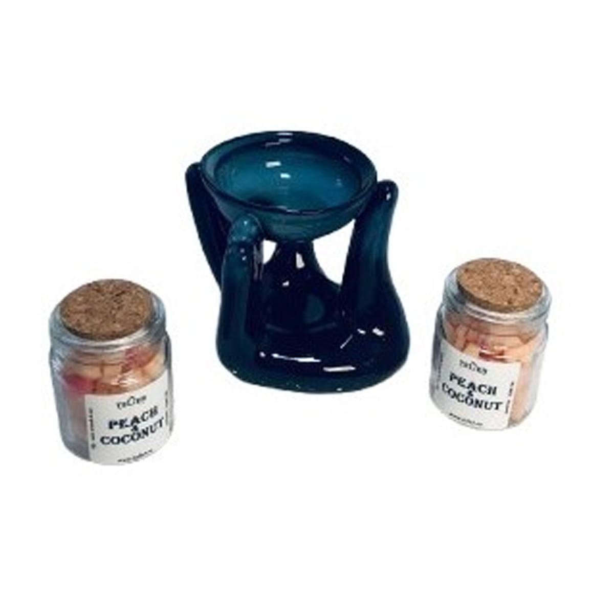 Difuzor de arome ceramic pentru wax melts, arzător ceară parfumată pentru aromaterapie, suport tealight, albastru - imagine 4