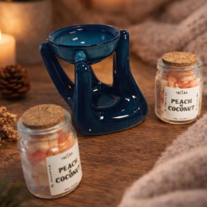 Difuzor de arome ceramic pentru wax melts, arzător ceară parfumată pentru aromaterapie, suport tealight, albastru