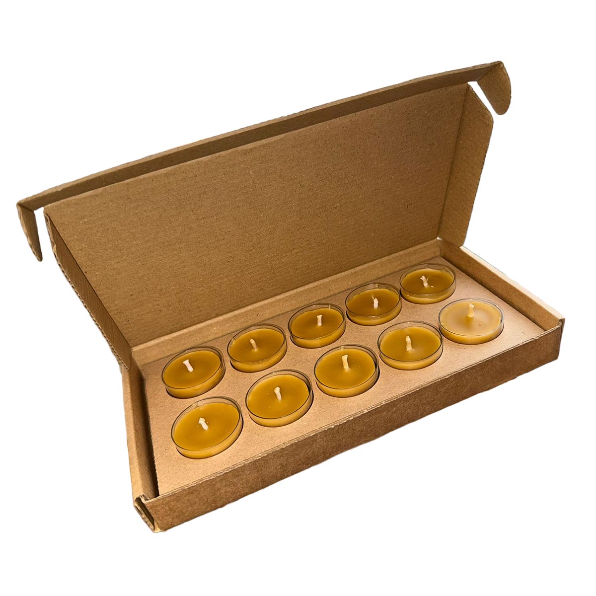 Set 10 lumânări pastilă din ceară de albine 100% naturală, ardere curată, parfum natural de miere